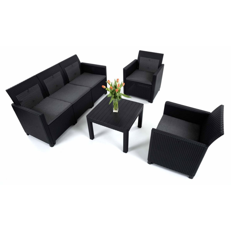 Meble ogrodowe marie 3 zestaw 2w1 : kolor - grafit/szary