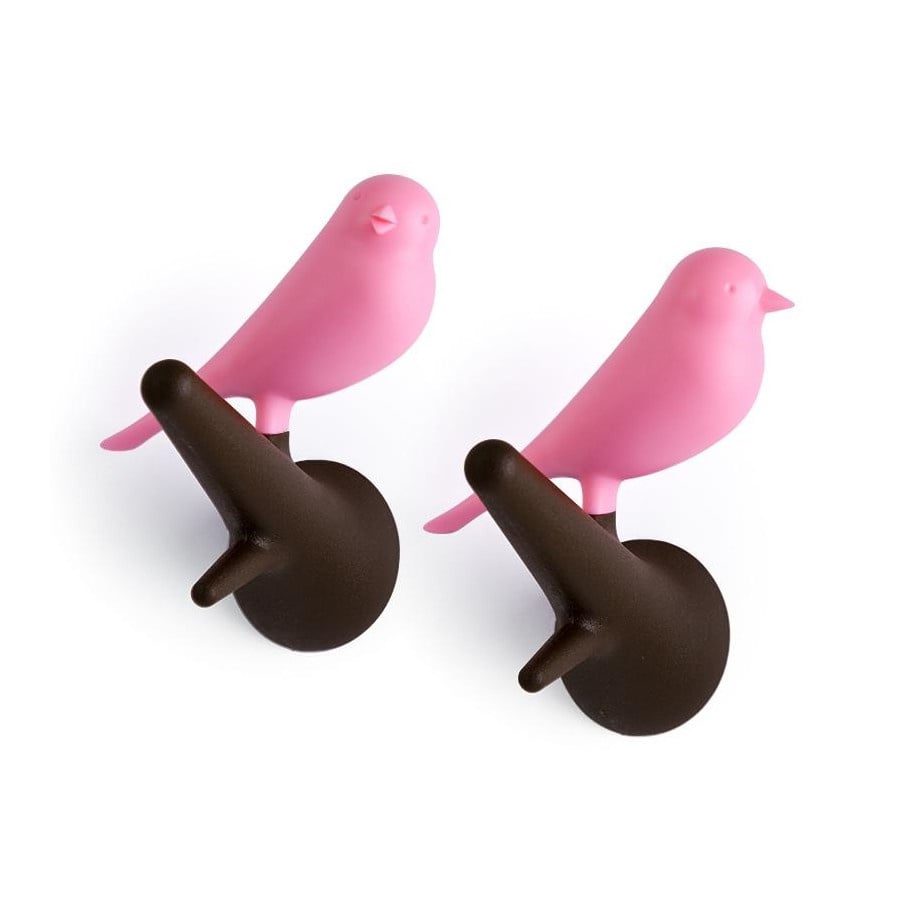 Wieszaki Ptaki brązowy/różowy 10067-BN-PK