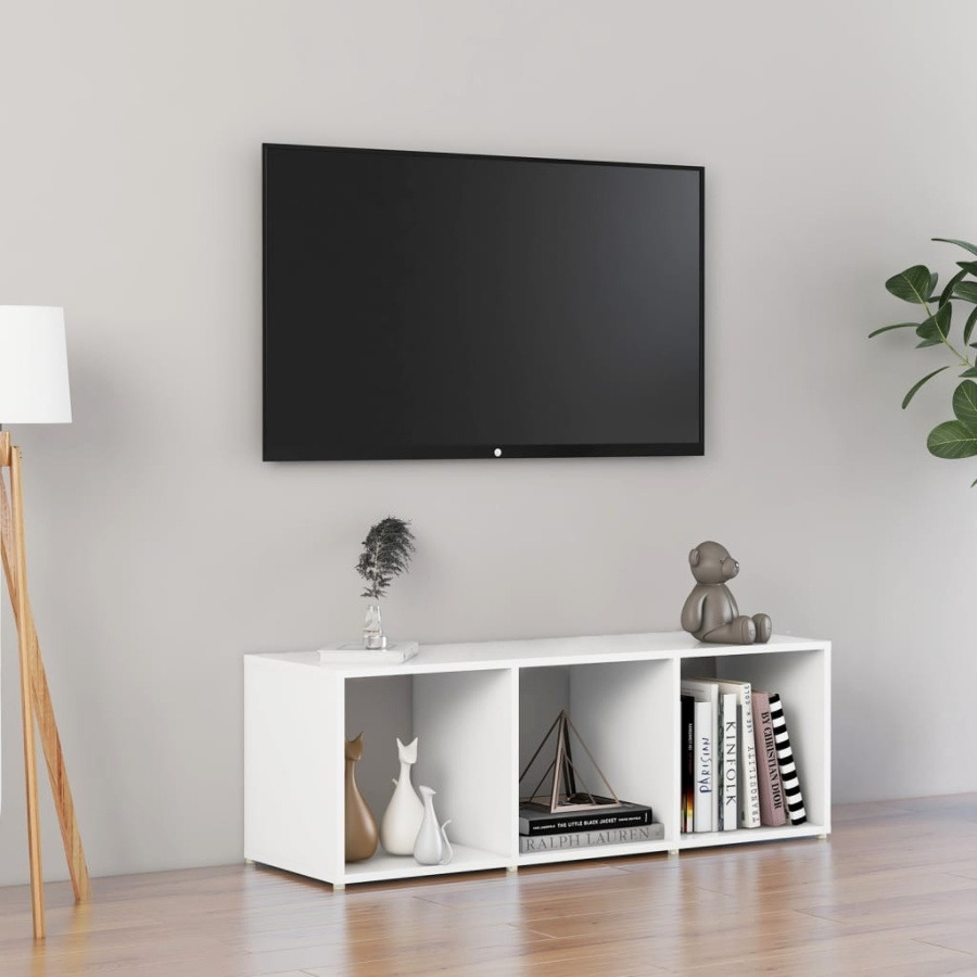 Szafka pod tv, biała, 107x35x37 cm, płyta wiórowa
