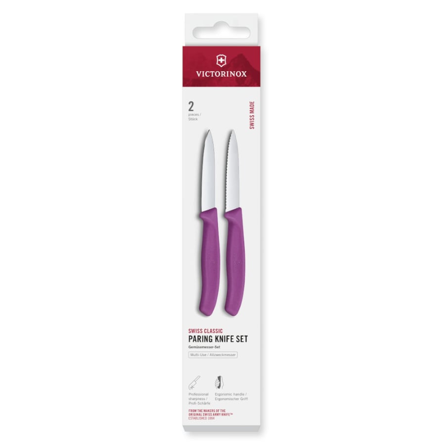 VICTORINOX - Swiss Classic - Zestaw noży do warzyw i owoców - 8 cm - Gładkie i ząbkowane ostrze - 2