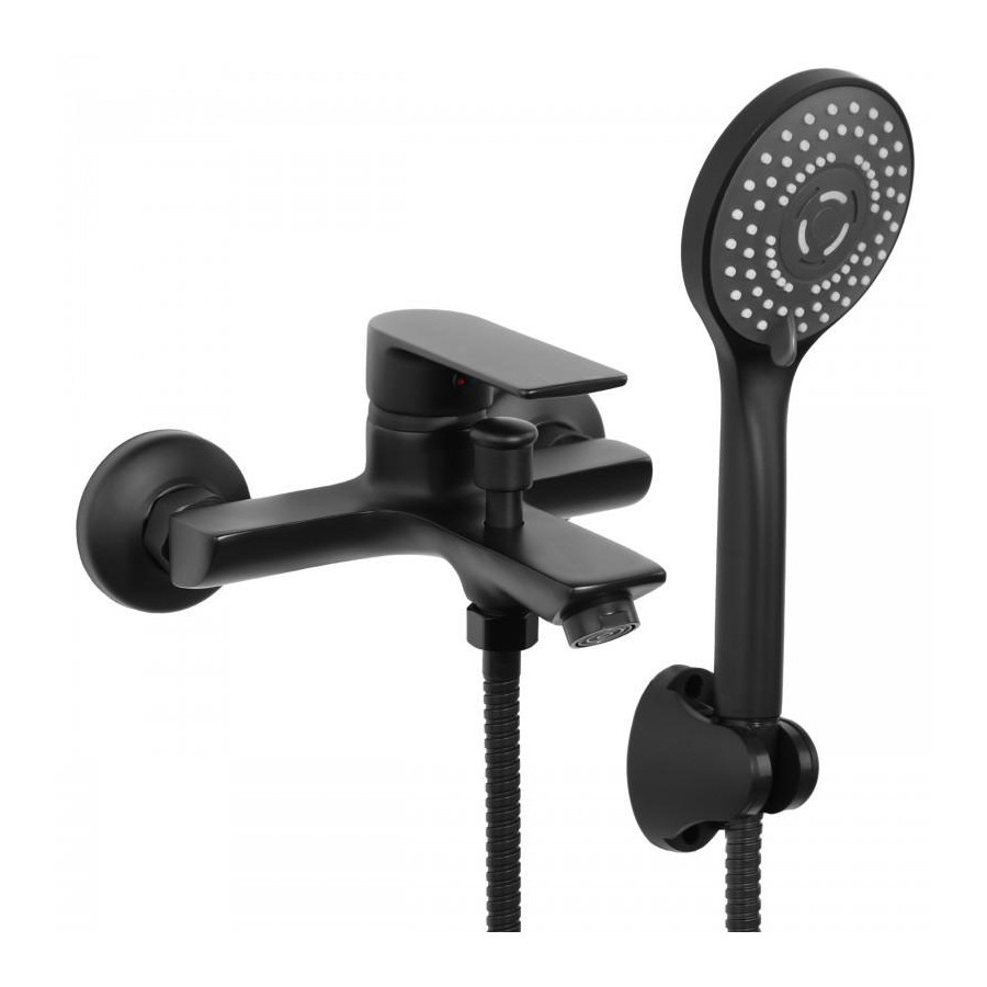 Bateria wannowa prysznicowa ścienna natryskowa czarna mat loft - Yoka