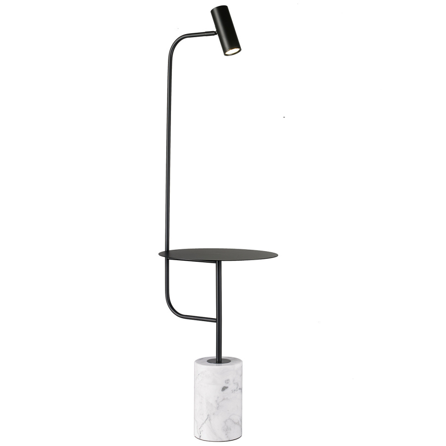 Lampa podłogowa ze stolikiem vincent czarna 146 cm