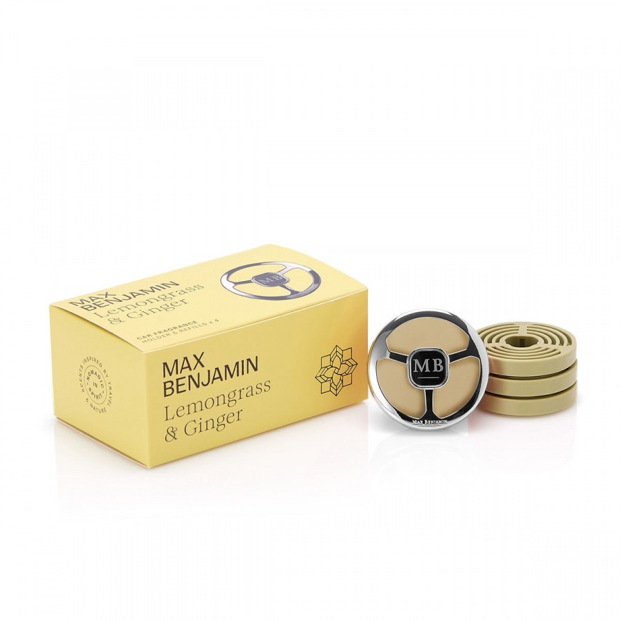 Zestaw zapachów do auta lemongrass and ginger, uchwyt i 4 wkłady