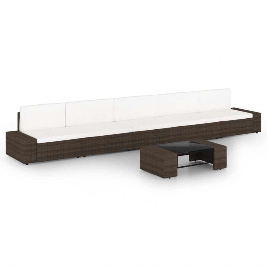 6-cz. ogrodowy zestaw wypoczynkowy, poduszki, rattan pe, brąz