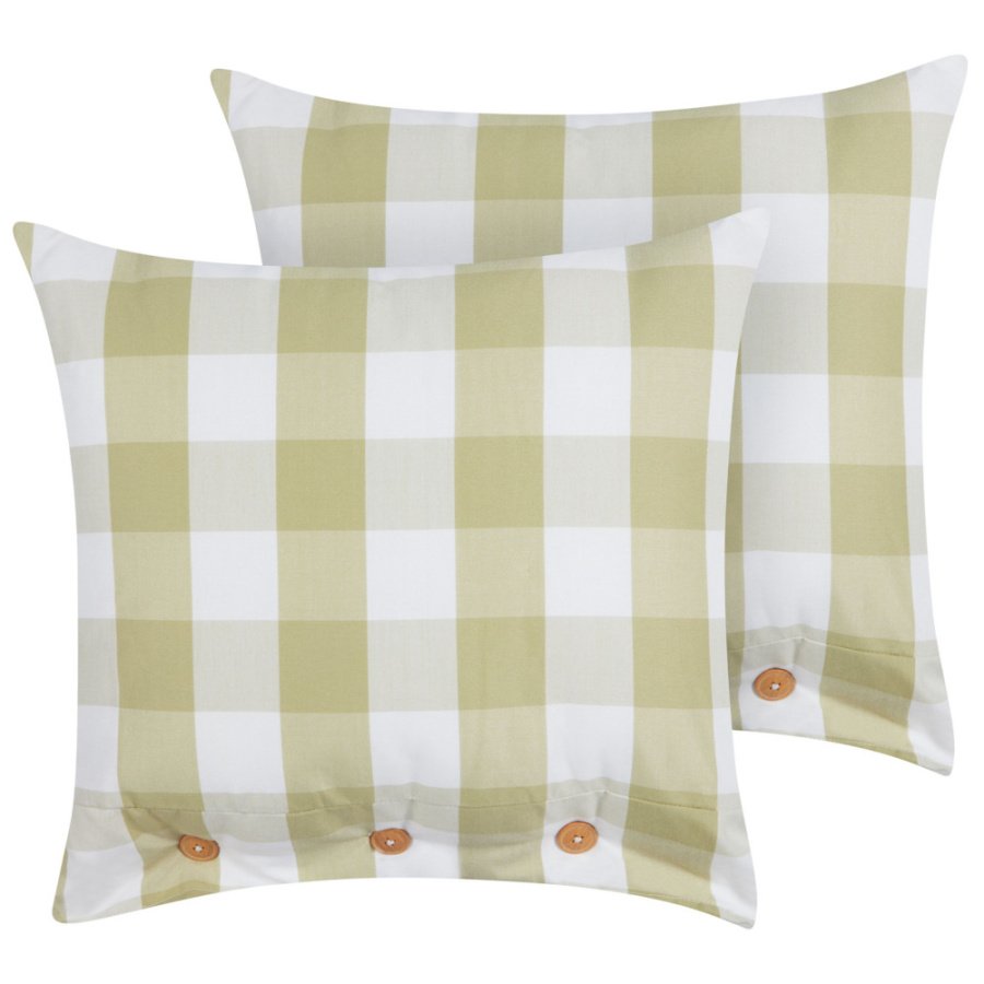 Zestaw 2 poduszek w kratkę tamnine 45 x 45 cm jasnozielony