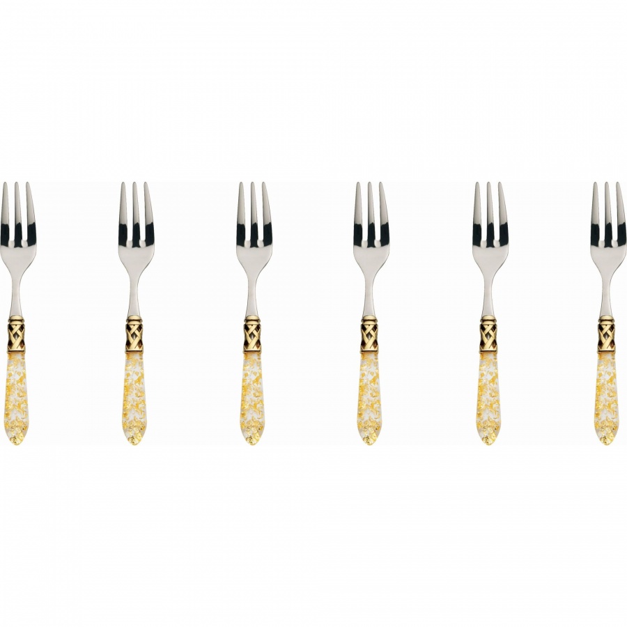 Aladdin gold - komplet 6 widelczy / kolor perłowa kość słoniowa