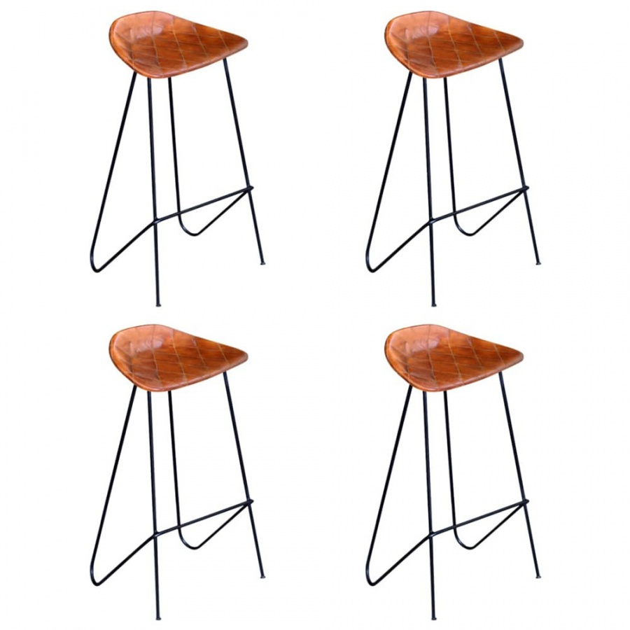 Krzesła barowe 4 szt. prawdziwa skóra brązowe