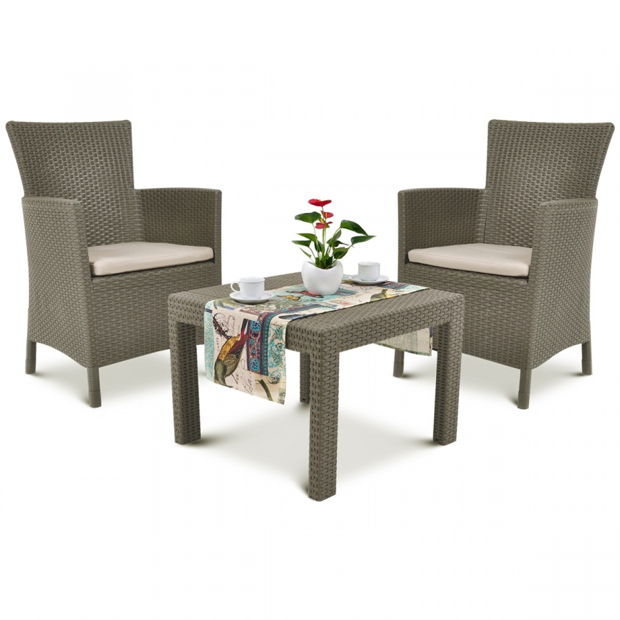 Zestaw mebli ogrodowych Allibert Rosario cappuccino/piasek