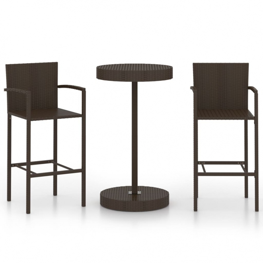 3-cz. zestaw mebli barowych do ogrodu, rattan PE, brązowy