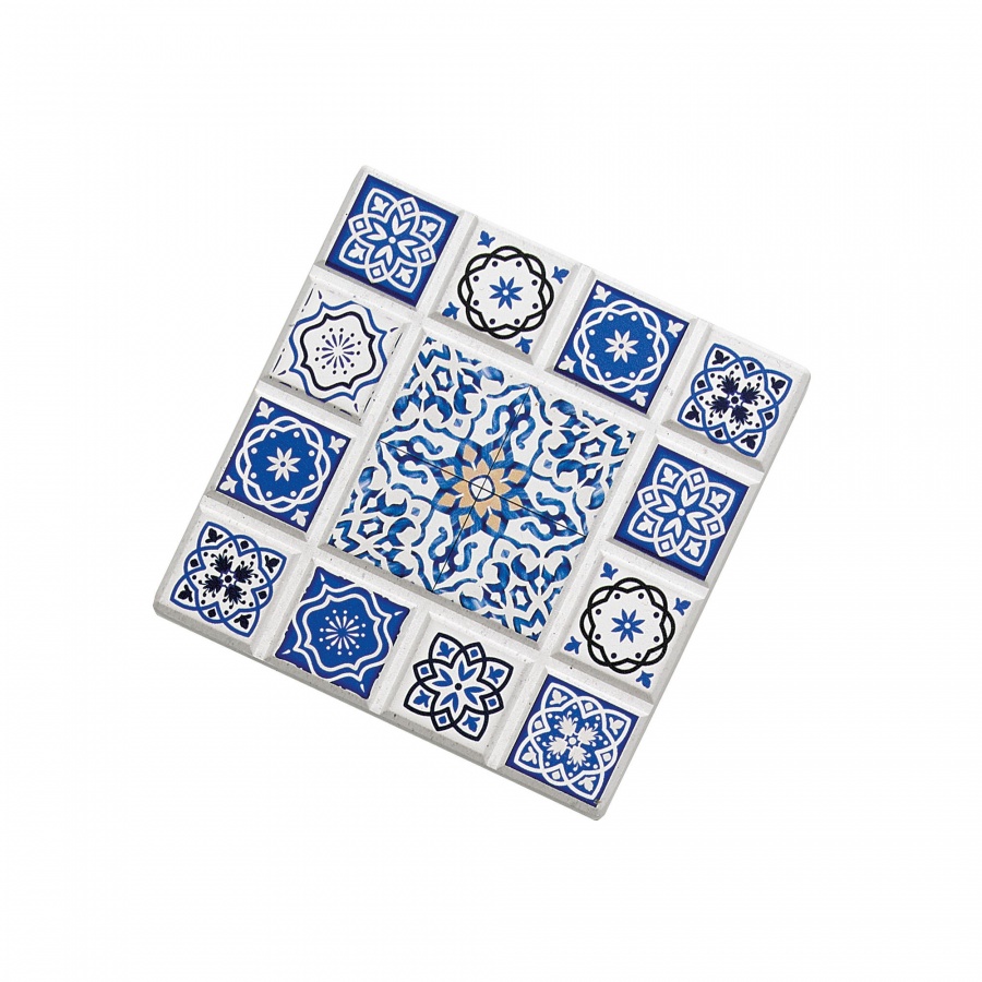 Podkładka pod szklanki, ceramika/korek, 11 x 11 cm, krzyż