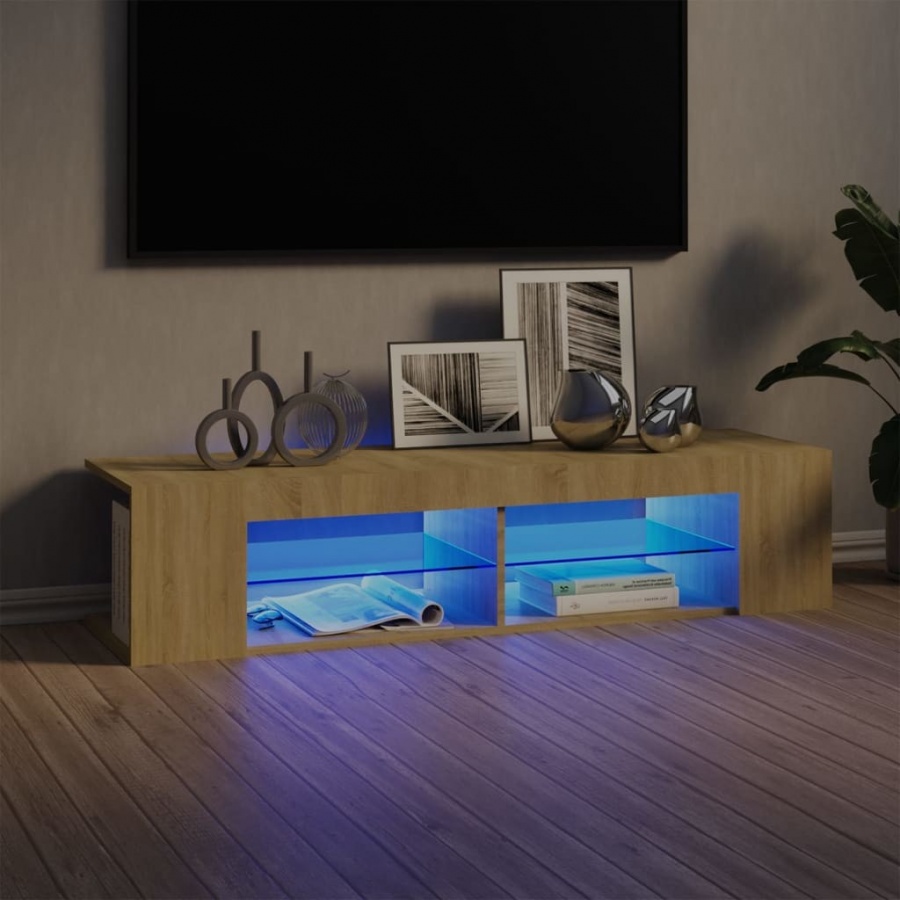 Szafka tv z oświetleniem led, dąb sonoma, 135x39x30 cm