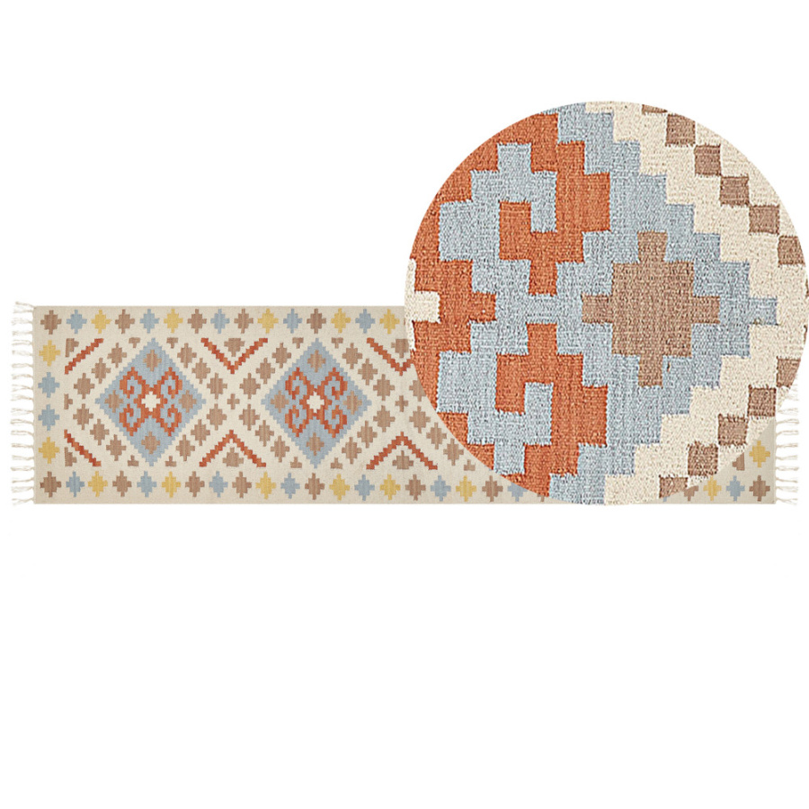 Dywan bawełniany kilim 80 x 300 cm wielokolorowy atan