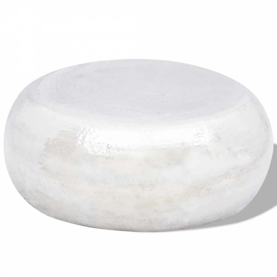 Stolik kawowy z młotkowanego aluminium, kolor srebrny