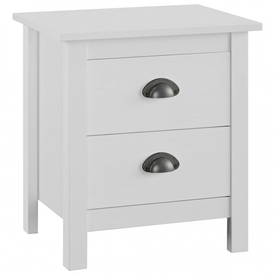 Szafka nocna, biała, 46x35x49,5 cm, lite drewno sosnowe