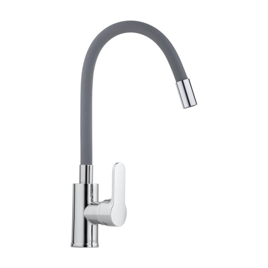 Bateria kuchenna stojąca elastyczna wylewka kran szara