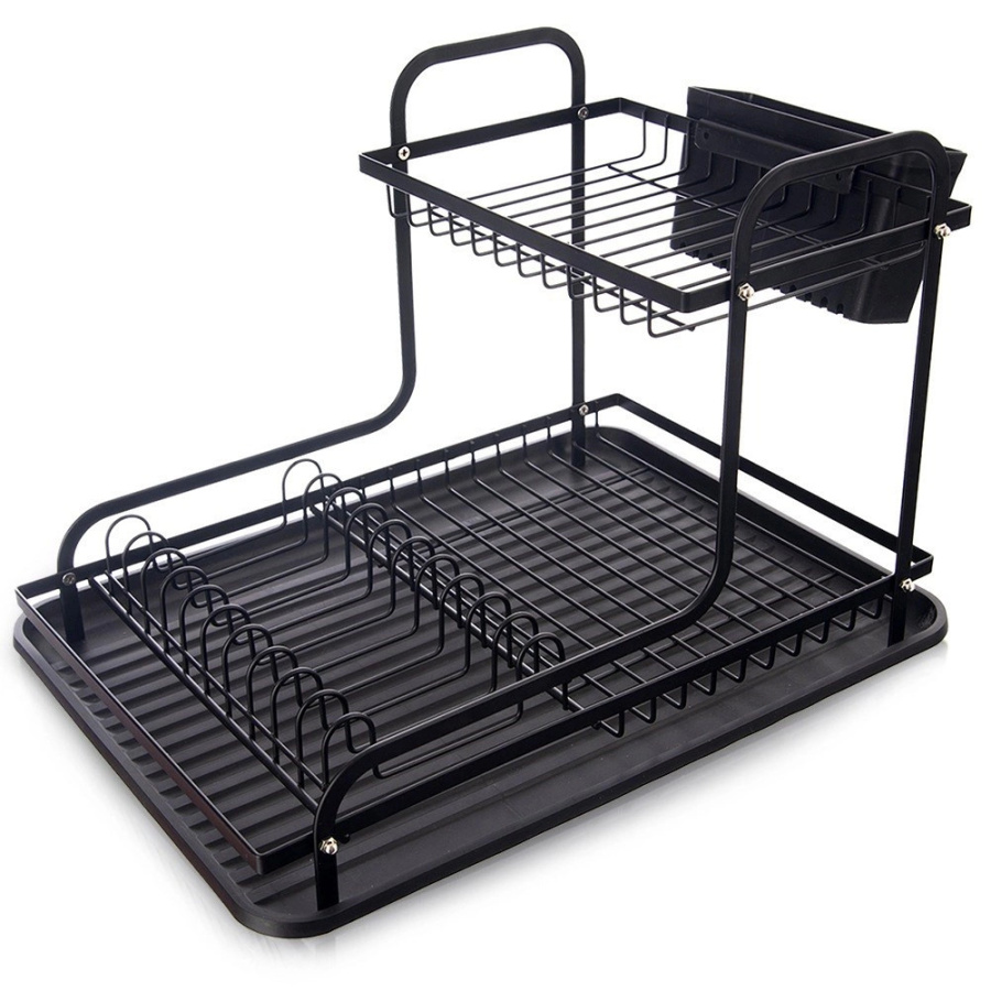 Suszarka na naczynia czarna 2-poziomowa radka 42,5x32x29 cm