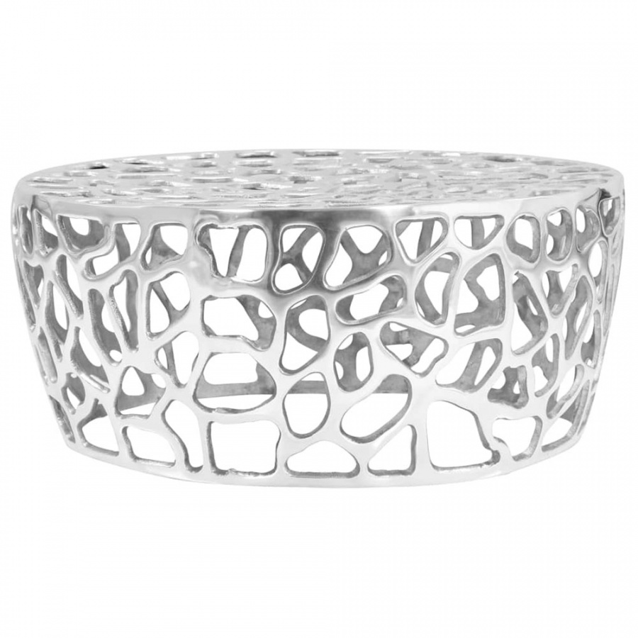 Stolik do kawy z odlewanego aluminium 70 x 30 cm srebrny