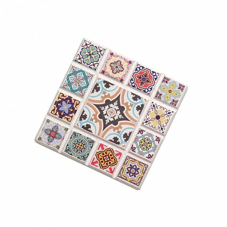 Podkładka pod szklanki, ceramika/korek, 11 x 11 cm, gwiazda