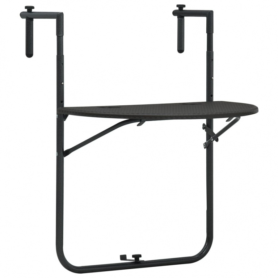 Wiszący stolik balkonowy, brązowy, 60x64x83,5 cm, plastikowy