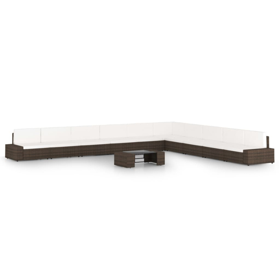 11-cz. ogrodowy zestaw wypoczynkowy, poduszki, rattan pe, brąz