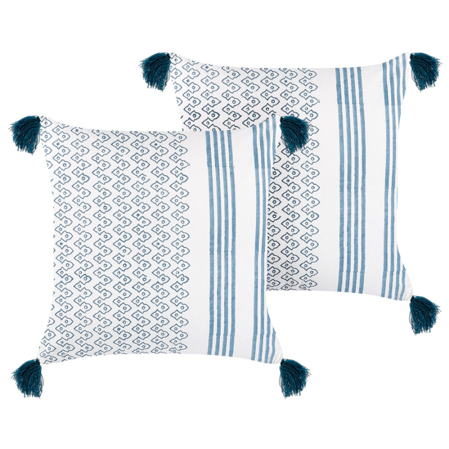 Zestaw 2 poduszek wzór geometryczny tilia bawełna 45 x 45 cm niebieski