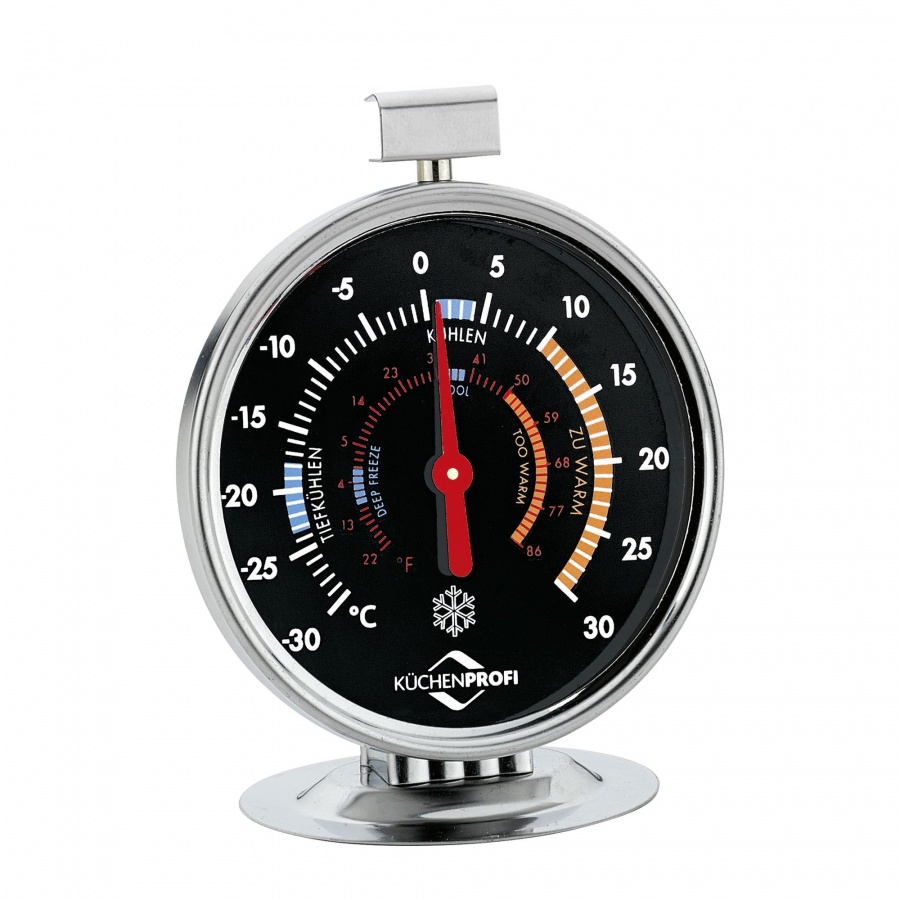 Termometr do lodówki lub zamrażalnika, stal nierdzewna, śred. 7,5 cm, -30-30°c