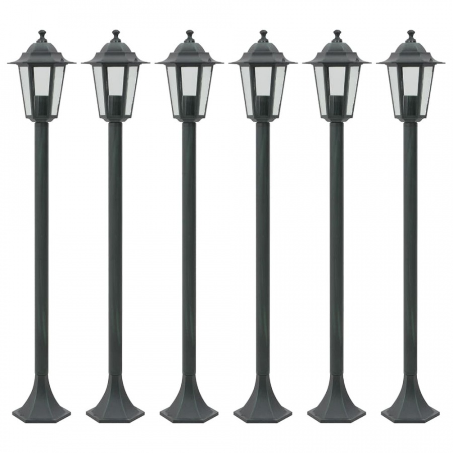 Lampy ogrodowe, 110 cm, E27, aluminium, ciemnozielone, 6 szt.