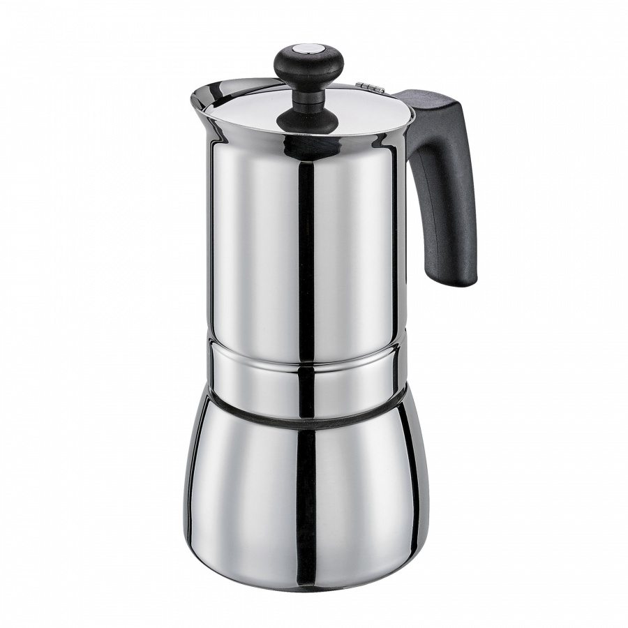 Kafeteria stalowa, śred. 9 x 18 cm, 4 filiżanki, metaliczna