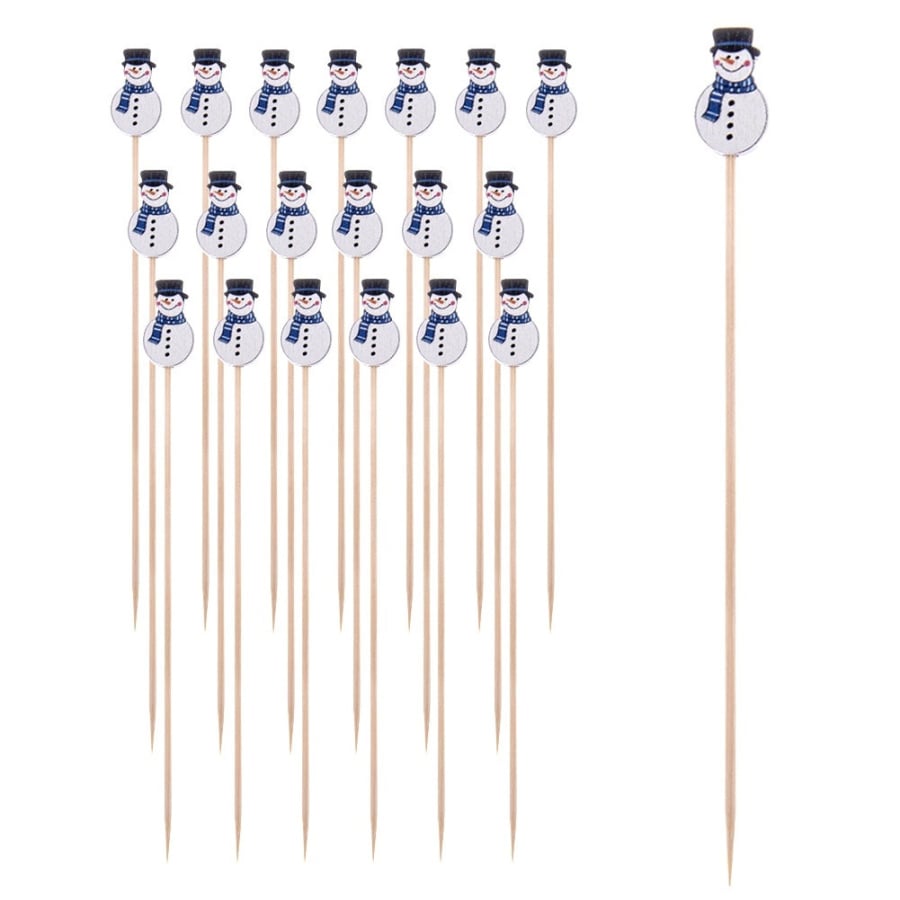 Wykałaczki do przekąsek bambusowe bałwan 13 cm 20 szt.