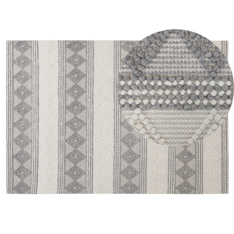 Dywan wełniany 140 x 200 cm beżowo-szary bozova