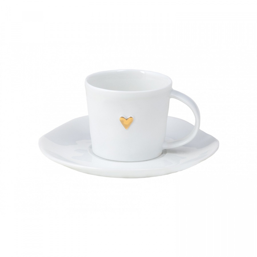 Filiżanka do espressp ze spodkiem, złote serce
