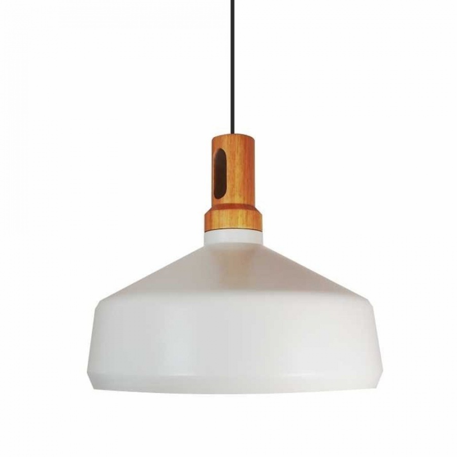 Lampa wisząca nordic woody biało drewniana 35 cm