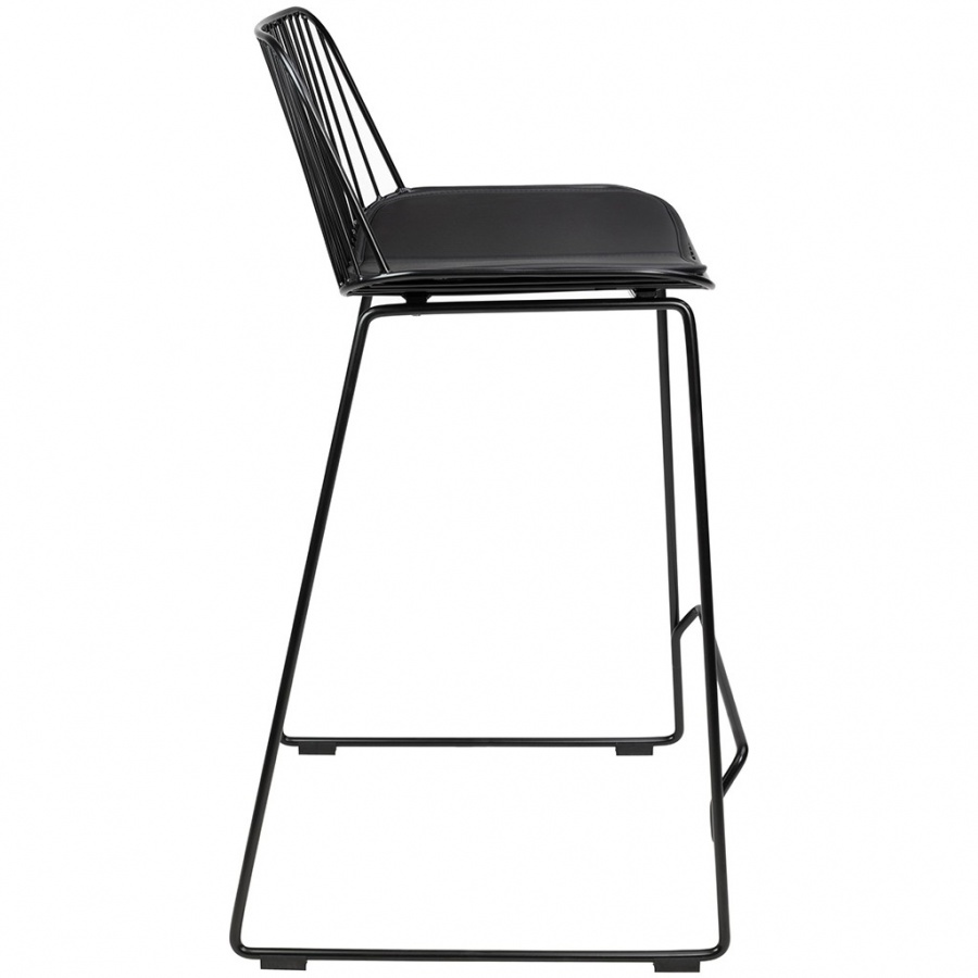 Krzesło barowe miles czarne 66 cm - metal, ekoskóra