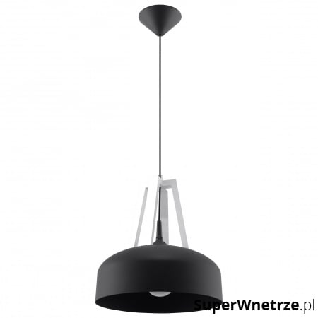 Lampa wisząca Casco czarna z białym drewnem