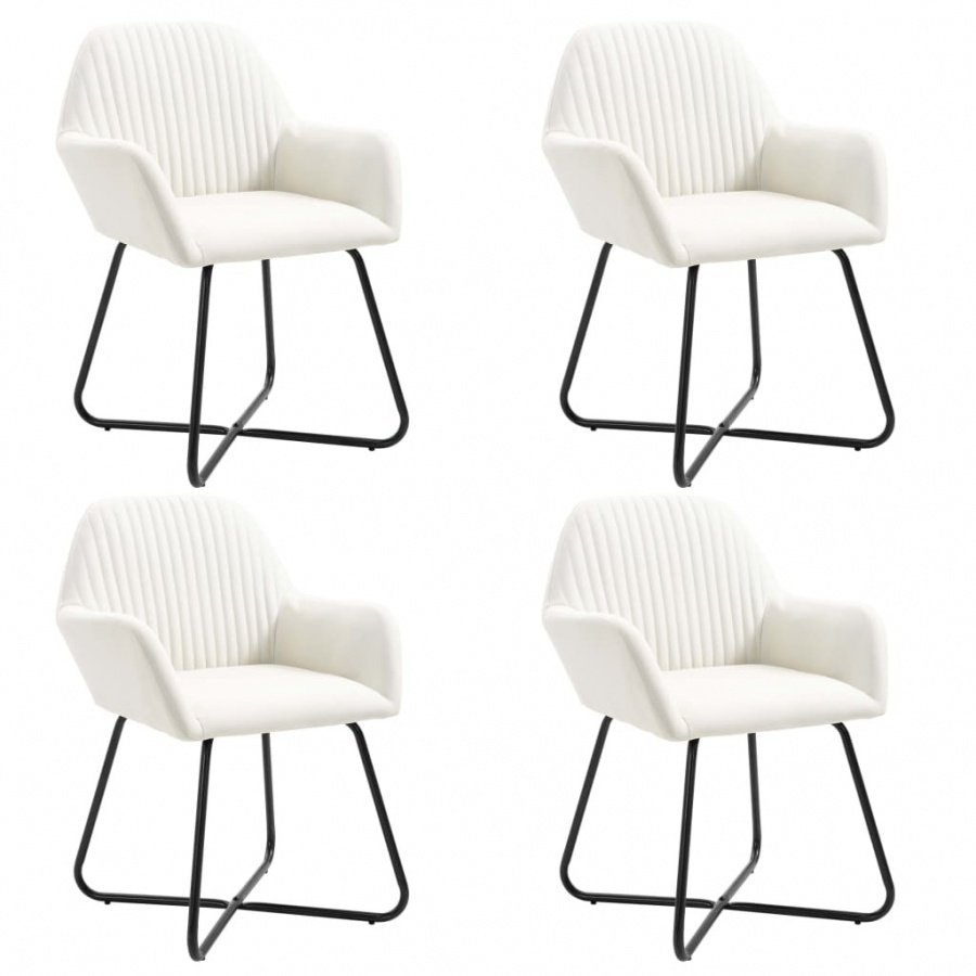 Krzesła do salonu 4 szt. kremowe tapicerowane tkaniną