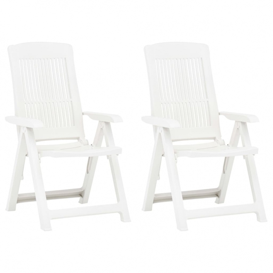 Rozkładane krzesła do ogrodu, 2 szt., plastikowe, białe