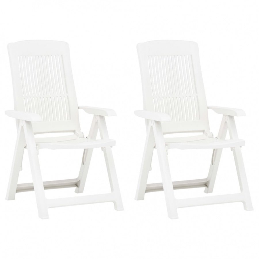 Rozkładane krzesła do ogrodu, 2 szt., plastikowe, białe