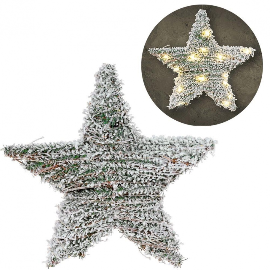 Gwiazda świecąca świąteczna śnieżona ozdoba stroik oświetlenie święta 30 led 40 cm