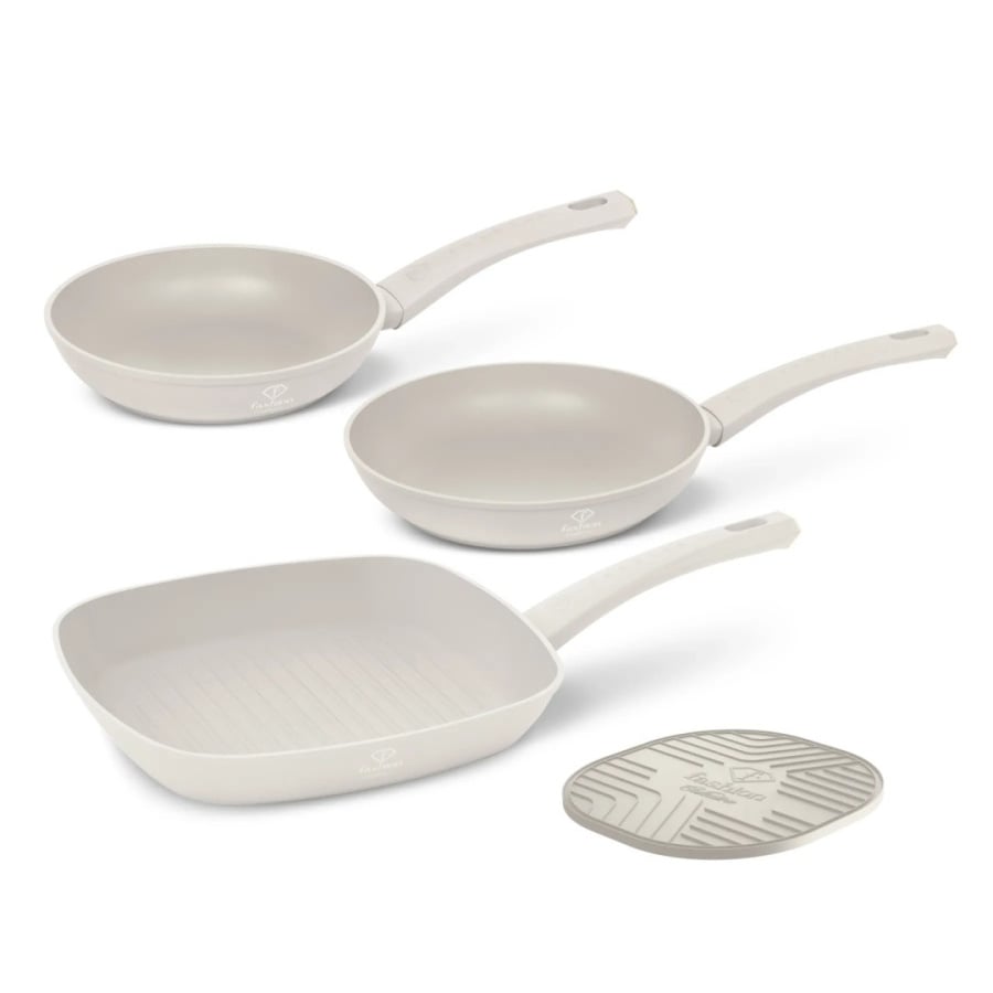 Zestaw 3 patelni + podkładka Fashion TV FTV-0076 Matte Cream Gold