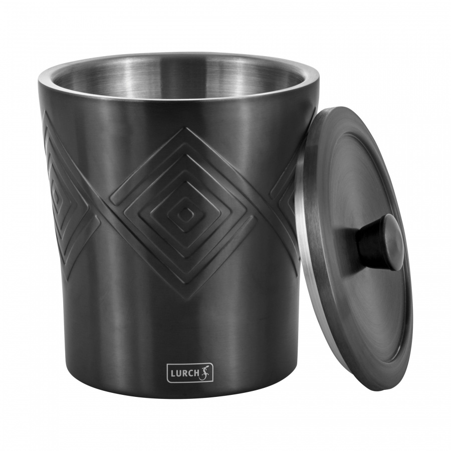 Wiaderko na lód o podwójnych ściankach, stal nierdzewna, 1,5 l, śred. 15 x 18 cm, ciemnoszare
