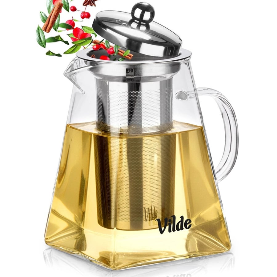 Dzbanek z zaparzaczem do herbaty szklany żaroodporny 920 ml