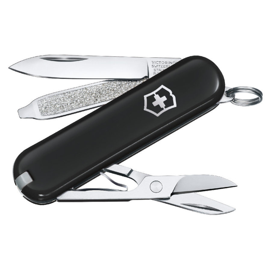 Victorinox - scyzoryk classic sd ze skórzanym etui - czarny/niebieski