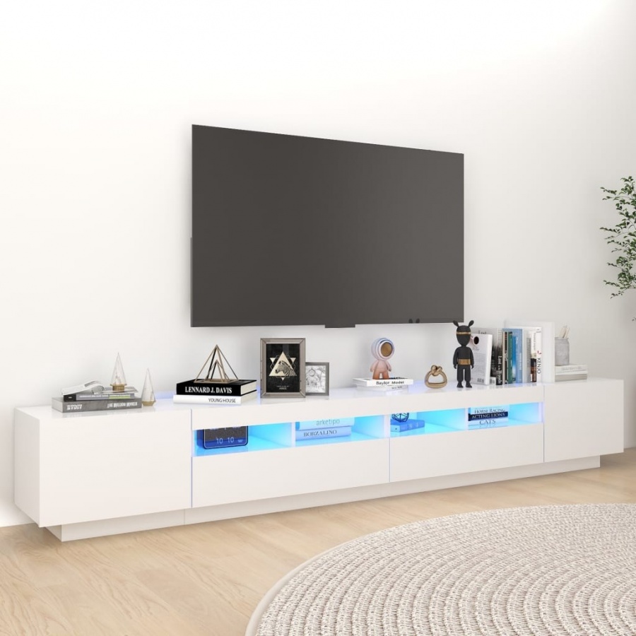 Szafka pod tv z oświetleniem led, biała, 260x35x40 cm