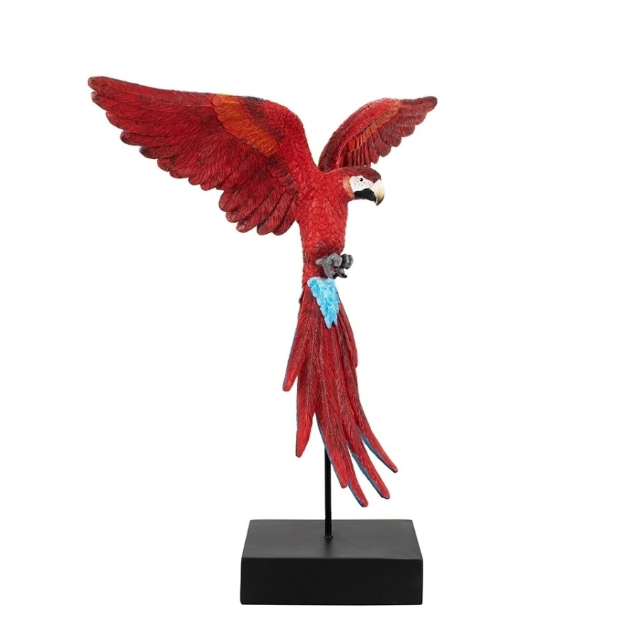 Kare dekoracja papuga rozłożone skrzydła 52x61 cm czerwona / niebieska
