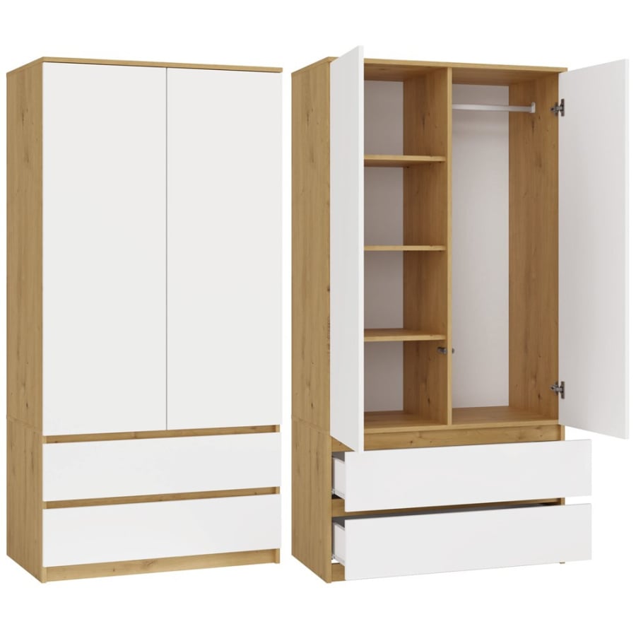 Szafa Malwa SS-90 DĄB ARTISAN BIAŁY