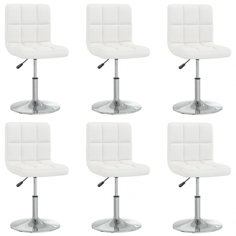 Krzesła stołowe, 6 szt., białe, obite sztuczną skórą