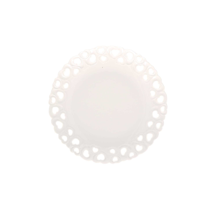 Zdobiony talerz valentino - biały, 20 cm