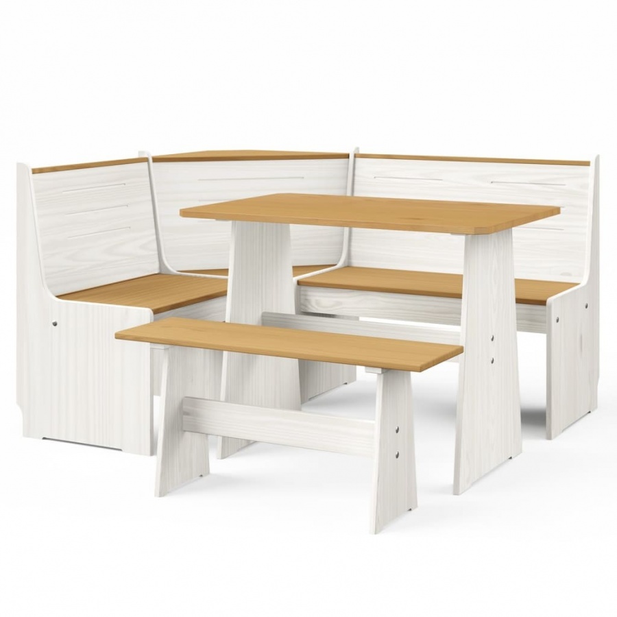 3-cz. zestaw wypoczynkowy do ogrodu, miodowy brąz i biel, sosna