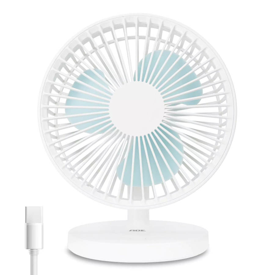 Wentylator stołowy ładowany przez usb, śred. 18 x 22 cm, biały