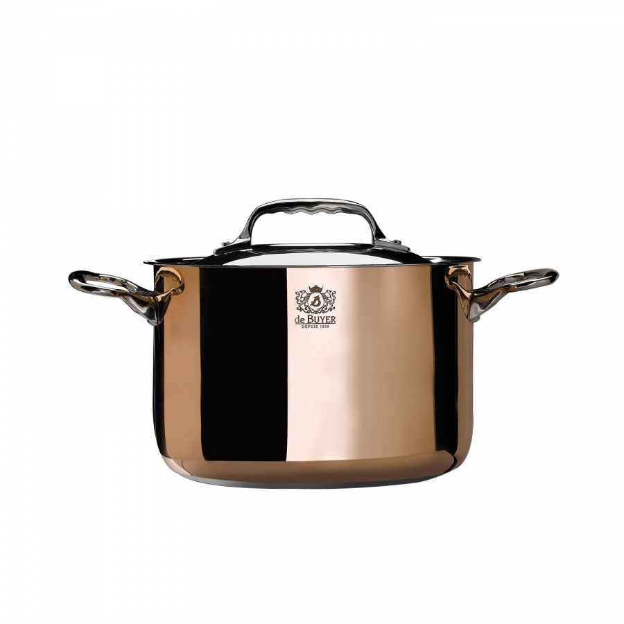 Garnek 3,3l z pokrywką de Buyer Prima Matera miedziany